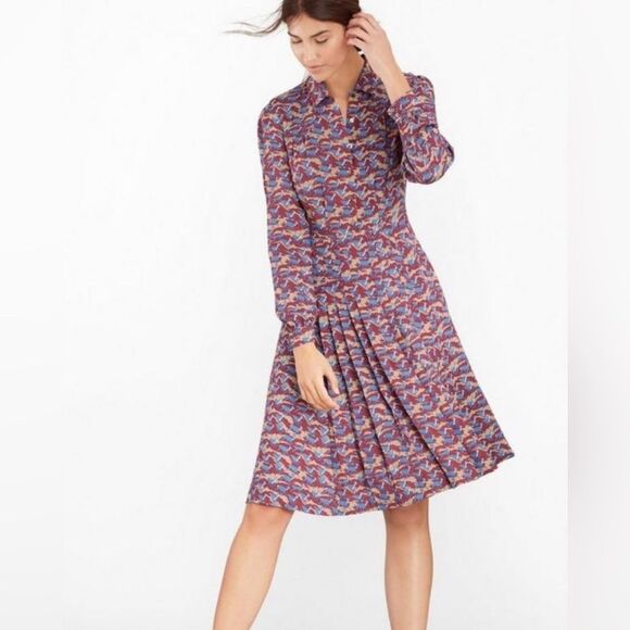 Brooks Brothers Shirt Dress Deer Print 100% Silk Size 6 - Picture 1 of 13